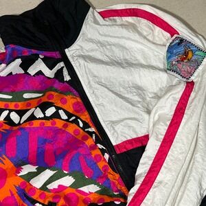 Vintage‎ 90s Hotdogger Color Block Nylon Track Jacket Retro Cartoon Patch M